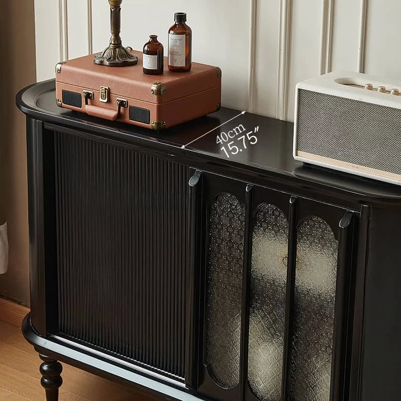 Vintage Elegance: Beech Wood and Glass Cabinet with Intricate Design hgl-4341