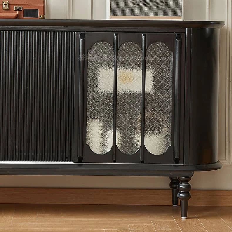 Vintage Elegance: Beech Wood and Glass Cabinet with Intricate Design hgl-4341