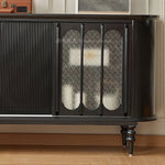 Vintage Elegance: Beech Wood and Glass Cabinet with Intricate Design hgl-4341