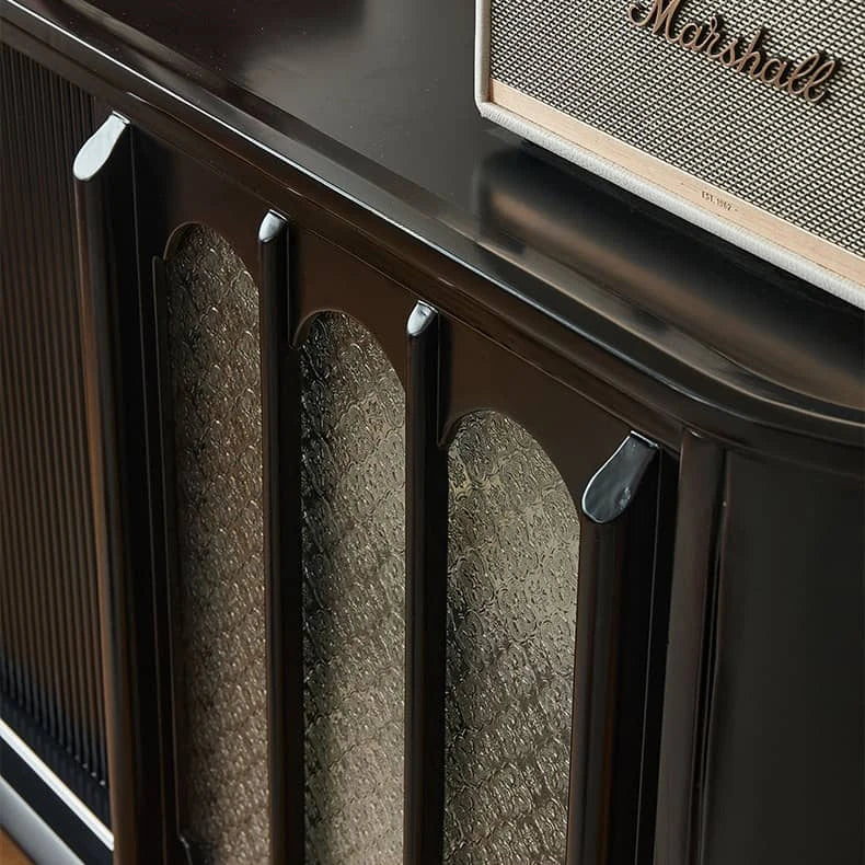 Vintage Elegance: Beech Wood and Glass Cabinet with Intricate Design hgl-4341