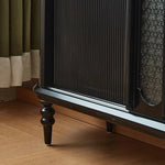 Vintage Elegance: Beech Wood and Glass Cabinet with Intricate Design hgl-4341