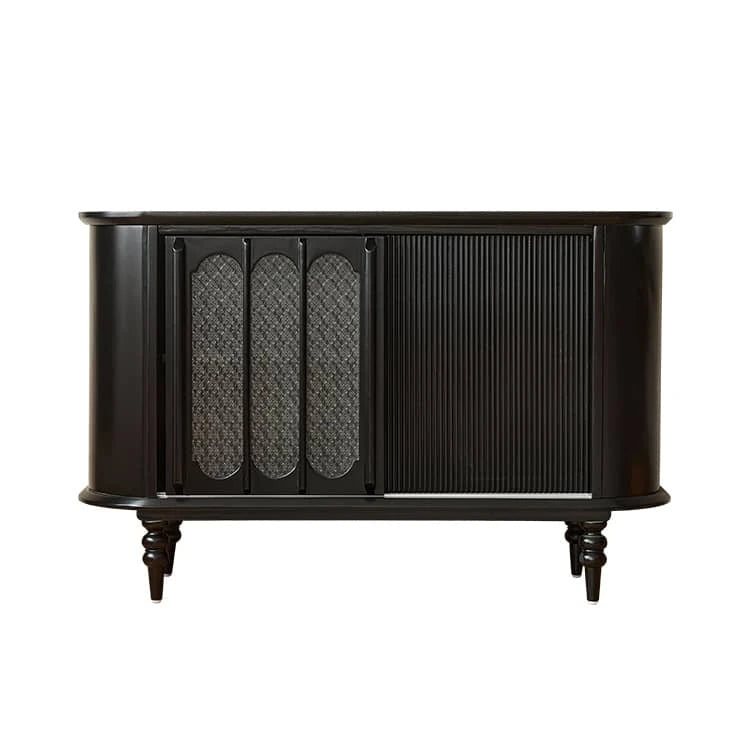 Vintage Elegance: Beech Wood and Glass Cabinet with Intricate Design hgl-4341