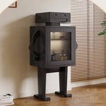 Stylish Ash Wood Glass Cabinet: Unique Robot Design for Modern Interiors hgl-4342