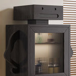 Stylish Ash Wood Glass Cabinet: Unique Robot Design for Modern Interiors hgl-4342
