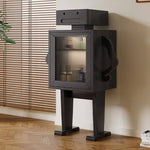 Stylish Ash Wood Glass Cabinet: Unique Robot Design for Modern Interiors hgl-4342
