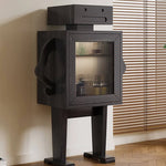 Stylish Ash Wood Glass Cabinet: Unique Robot Design for Modern Interiors hgl-4342