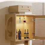 Stylish Ash Wood Glass Cabinet: Unique Robot Design for Modern Interiors hgl-4342