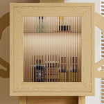 Stylish Ash Wood Glass Cabinet: Unique Robot Design for Modern Interiors hgl-4342