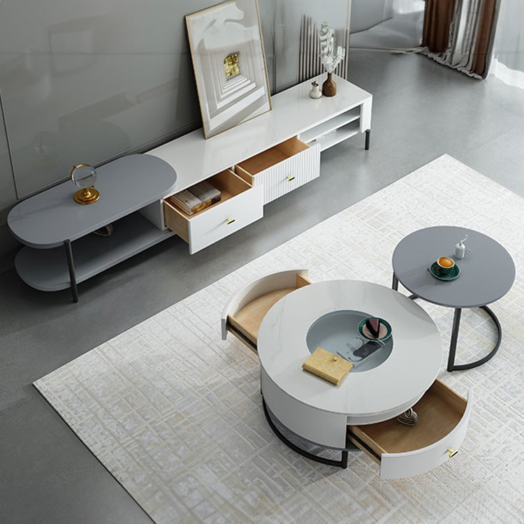 Rustic Pine Wood Tea Table with Gray and White Laminate Finish hglna-1437