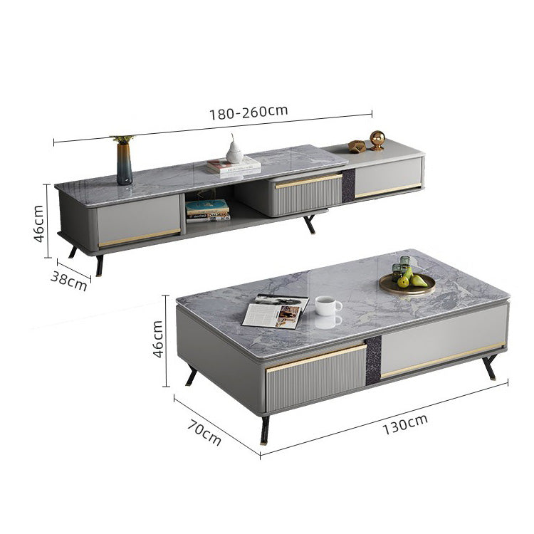 Stylish Gray Sintered Stone Tea Table with Elegant Pine Wood Accent hglna-1439