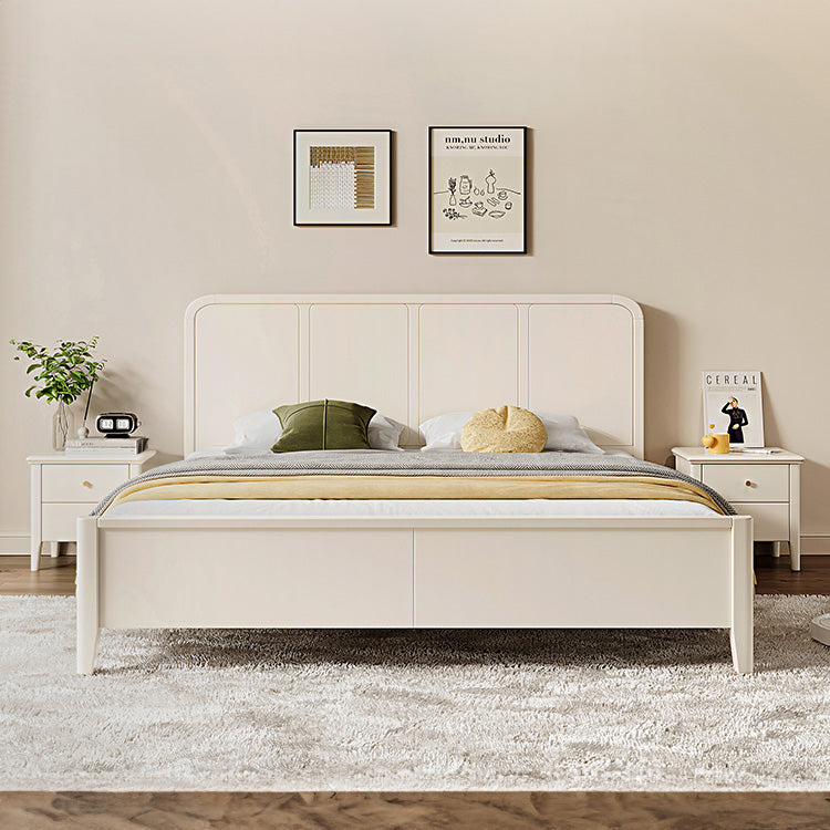 Elegant Beige Rubber Wood Bed - Durable Solid Wood Frame hglna-1447