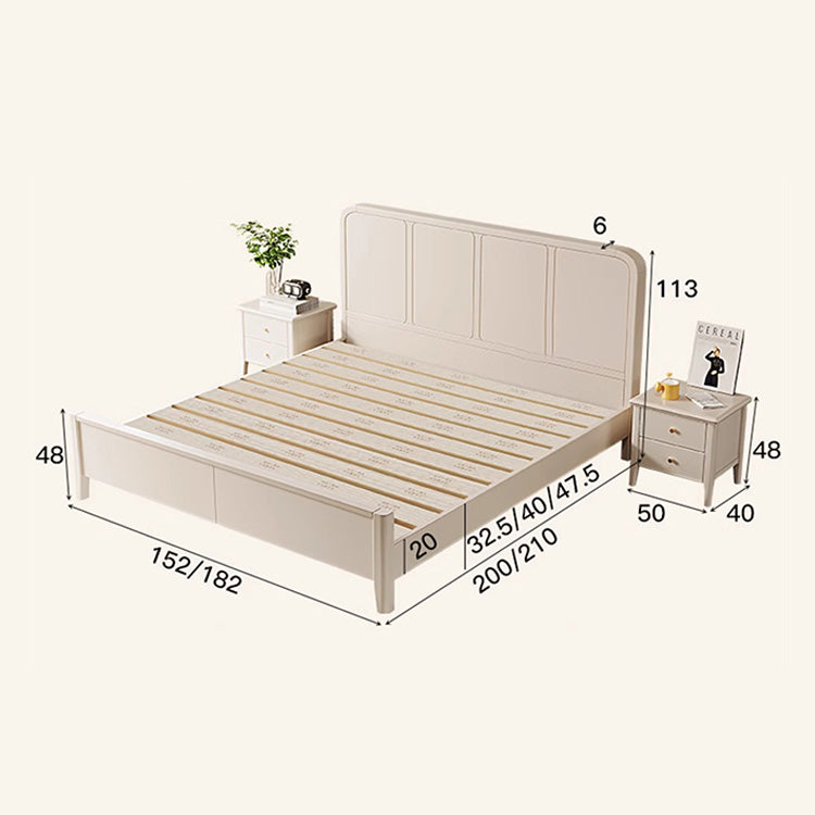 Elegant Beige Rubber Wood Bed - Durable Solid Wood Frame hglna-1447