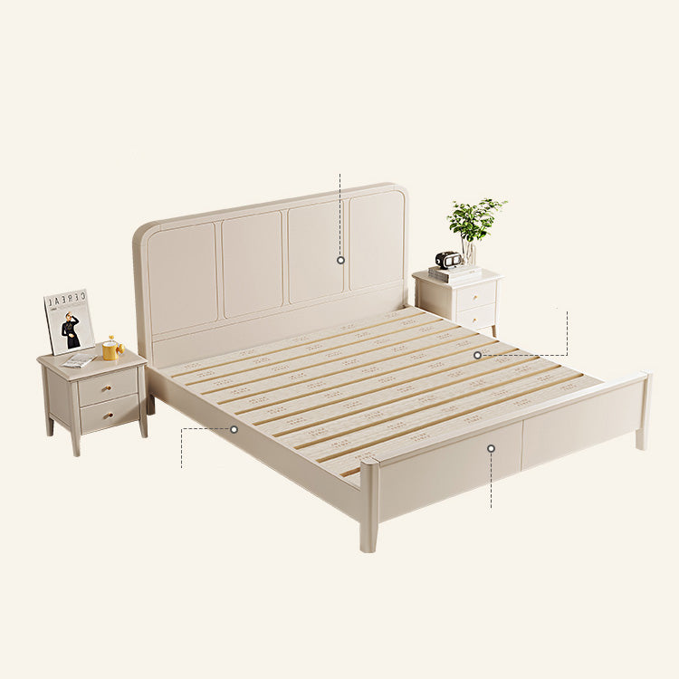 Elegant Beige Rubber Wood Bed - Durable Solid Wood Frame hglna-1447