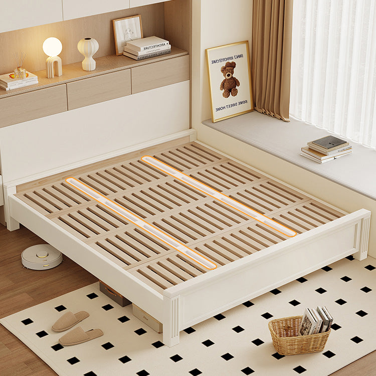 Beige Rubber Wood Bed Frame - Solid Wood Construction for Durability and Style hglna-1451