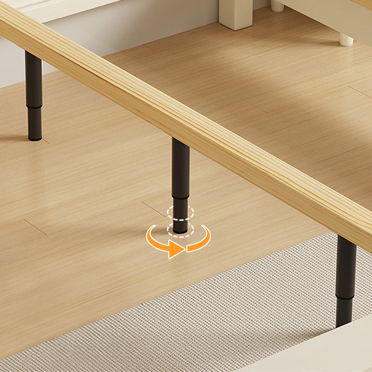 Beige Rubber Wood Bed Frame - Solid Wood Construction for Durability and Style hglna-1451