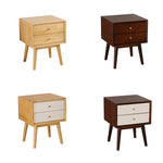 Stylish Natural Brown & White Bedside Cupboard - Rubber Wood & Pine Wood Construction hglna-1456