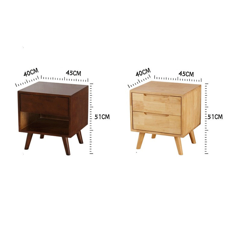 Stylish Natural Brown & White Bedside Cupboard - Rubber Wood & Pine Wood Construction hglna-1456