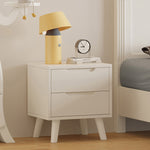 Stylish White Rubber Wood Bedside Cupboard with Glass & Ash Wood Accents hglna-1457