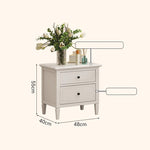 Stylish White Rubber Wood Bedside Cupboard with Glass & Ash Wood Accents hglna-1457