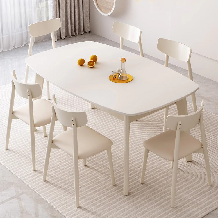 Elegant Beige Sintered Stone Dining Table with Sturdy Rubber Wood Base hglna-1459