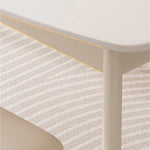 Elegant Beige Sintered Stone Dining Table with Sturdy Rubber Wood Base hglna-1459