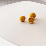 Elegant Beige Sintered Stone Dining Table with Sturdy Rubber Wood Base hglna-1459