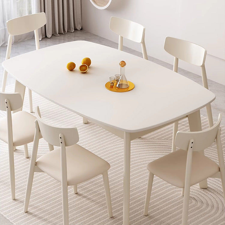 Elegant Beige Sintered Stone Dining Table with Sturdy Rubber Wood Base hglna-1459