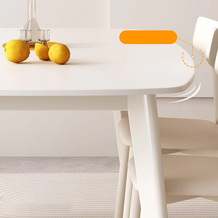 Elegant Beige Sintered Stone Dining Table with Sturdy Rubber Wood Base hglna-1459