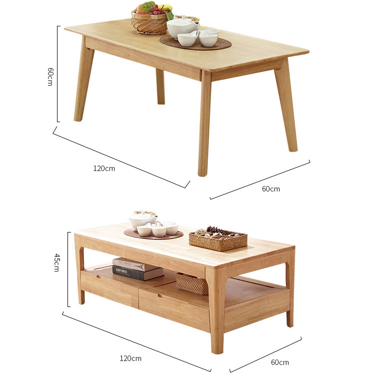 Elegant Tea Table in Premium Natural Rubber Wood and Pine Wood hglna-1466