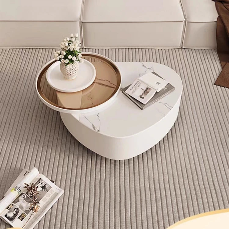 Modern Pine & Ceramic Sintered Stone Tea Table with Tempered Glass Top hgnzj-4326