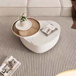 Modern Pine & Ceramic Sintered Stone Tea Table with Tempered Glass Top hgnzj-4326