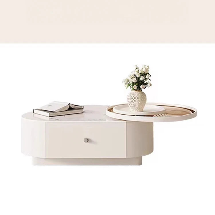 Modern Pine & Ceramic Sintered Stone Tea Table with Tempered Glass Top hgnzj-4326