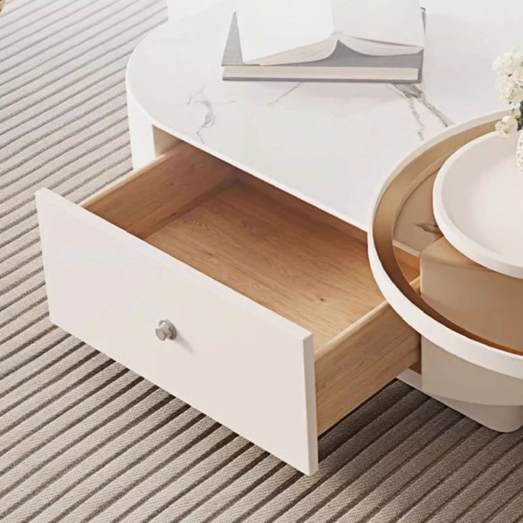 Modern Pine & Ceramic Sintered Stone Tea Table with Tempered Glass Top hgnzj-4326