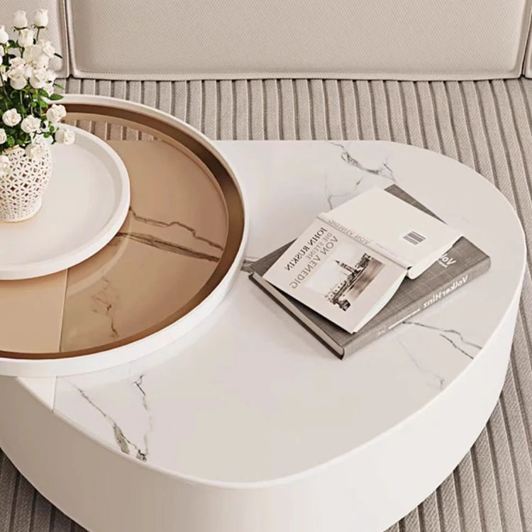 Modern Pine & Ceramic Sintered Stone Tea Table with Tempered Glass Top hgnzj-4326