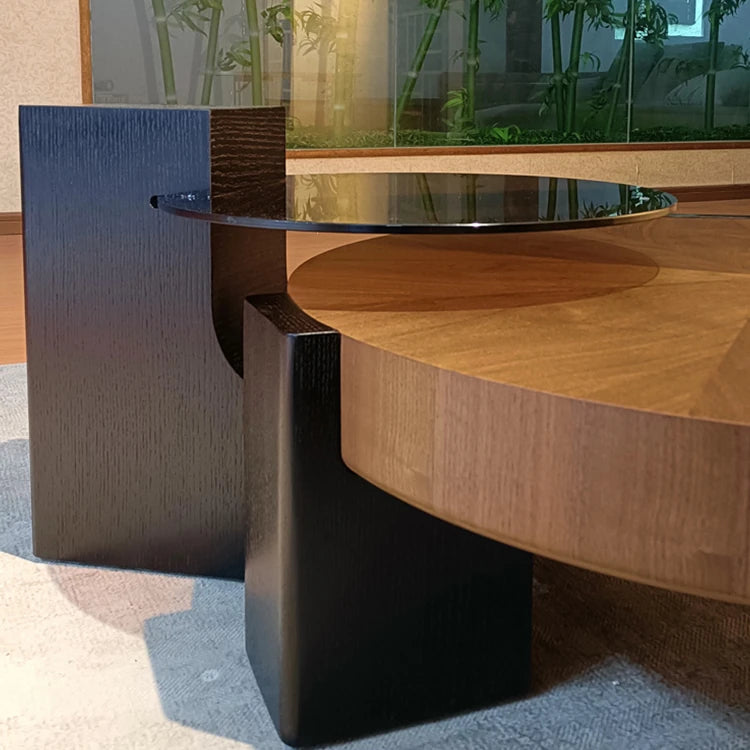Stylish Multi-Layer Board and Tempered Glass Tea Table - Elegant Living Room Centerpiece hgnzj-4327