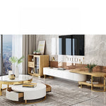 Luxurious Pine and Marble Round Tea Table - Modern Elegance for Your Living Room hgnzj-4328