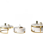 Luxurious Pine and Marble Round Tea Table - Modern Elegance for Your Living Room hgnzj-4328