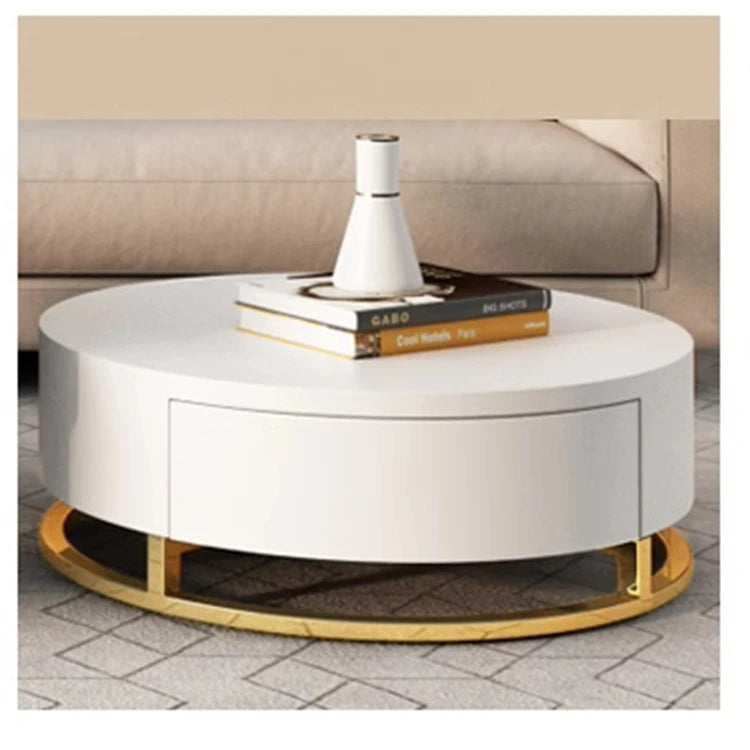 Luxurious Pine and Marble Round Tea Table - Modern Elegance for Your Living Room hgnzj-4328