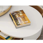 Luxurious Pine and Marble Round Tea Table - Modern Elegance for Your Living Room hgnzj-4328