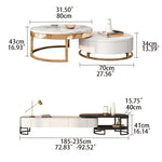 Luxurious Pine and Marble Round Tea Table - Modern Elegance for Your Living Room hgnzj-4328