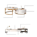 Luxurious Pine and Marble Round Tea Table - Modern Elegance for Your Living Room hgnzj-4328