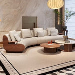 Italian Luxury Curved Leather Sofa, Solid Wood Frame Living Room Lounge Couch hhzp-0226-65