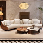 Italian Luxury Curved Leather Sofa, Solid Wood Frame Living Room Lounge Couch hhzp-0226-65