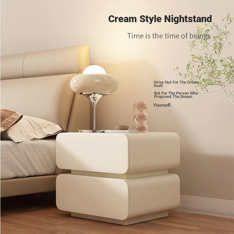 Stylish Faux Leather Nightstand with Modern Design - Perfect for Bedroom Decor and Storage hjd-3143