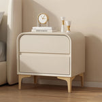 Stylish Solid Wood Nightstand with Faux Leather Finish – Modern Bedroom Storage Solution hjd-3144