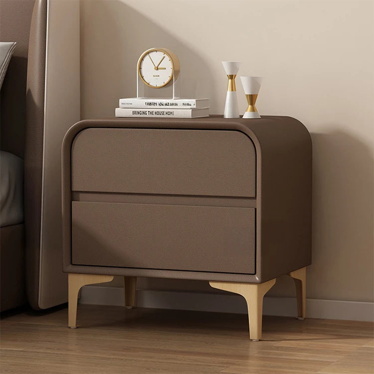 Stylish Solid Wood Nightstand with Faux Leather Finish – Modern Bedroom Storage Solution hjd-3144