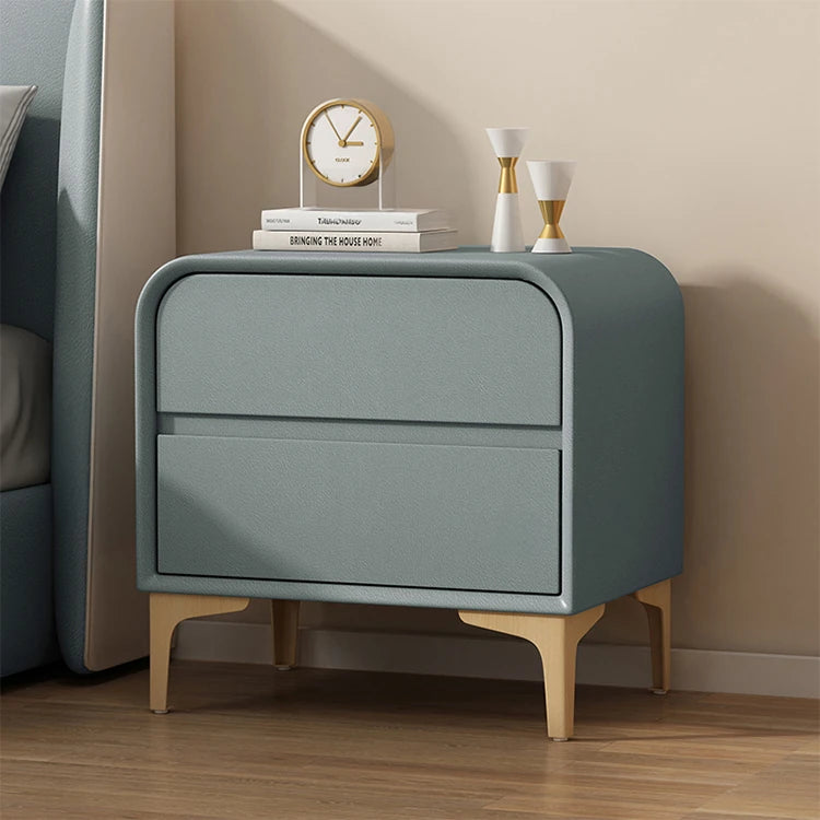 Stylish Solid Wood Nightstand with Faux Leather Finish – Modern Bedroom Storage Solution hjd-3144