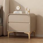 Stylish Solid Wood Nightstand with Faux Leather Finish – Modern Bedroom Storage Solution hjd-3144