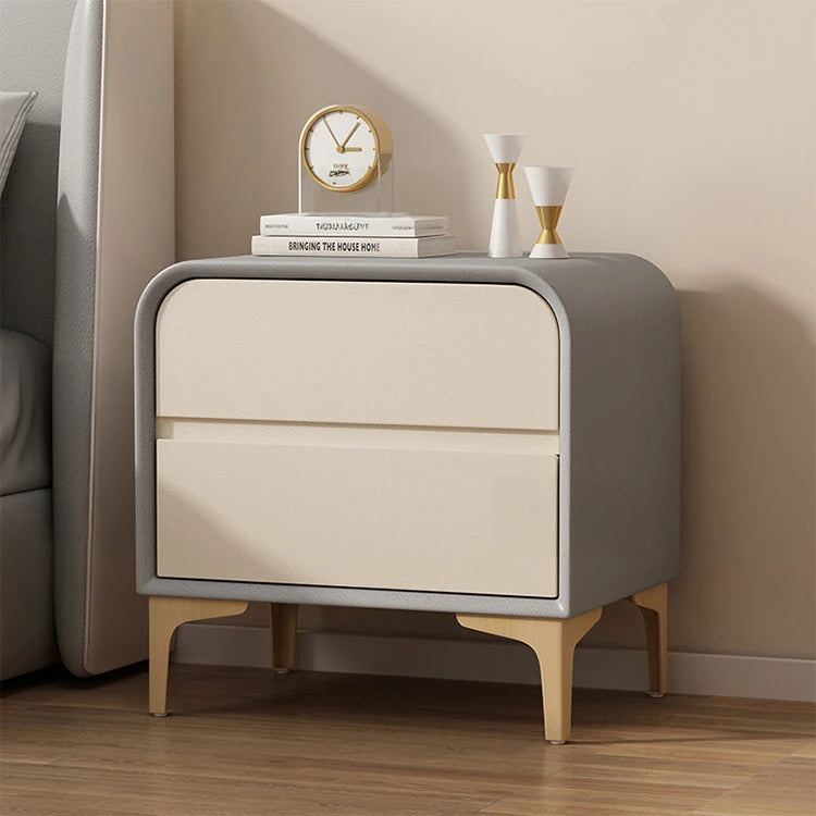 Stylish Solid Wood Nightstand with Faux Leather Finish – Modern Bedroom Storage Solution hjd-3144