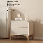 Stylish Solid Wood Nightstand with Faux Leather Finish – Modern Bedroom Storage Solution hjd-3144